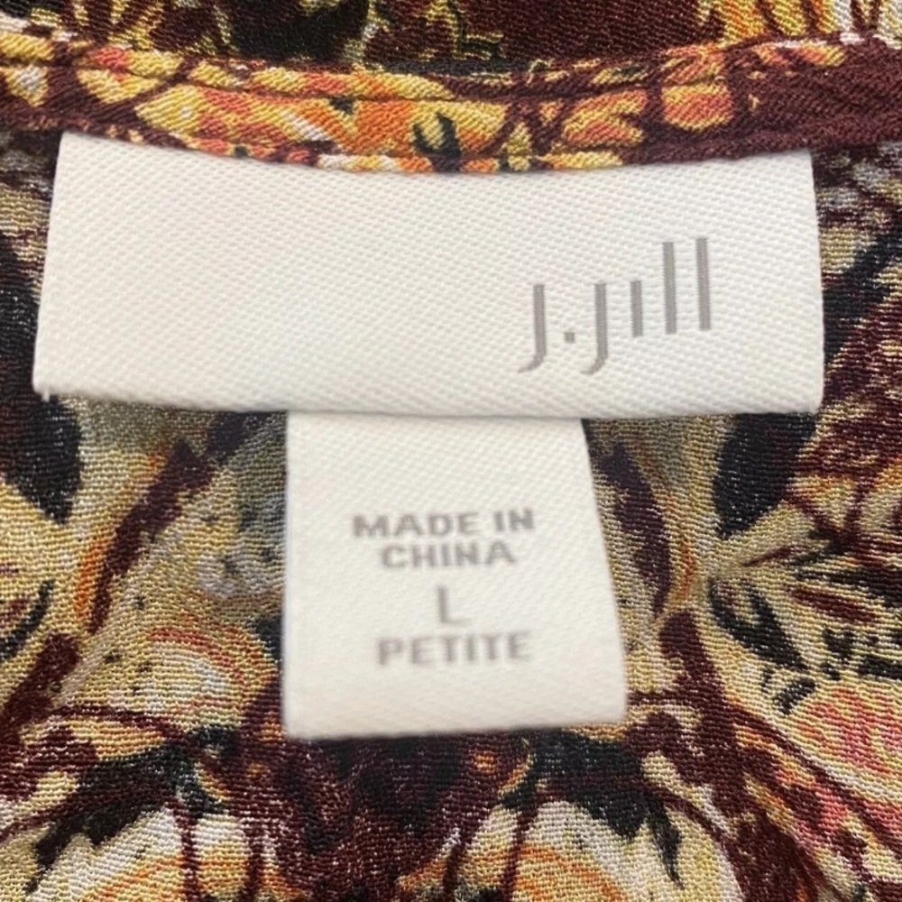 J. Jill Brown Gold Baroque Print Tunic Top Womens Size Large Petite (1336) - Picture 4 of 5